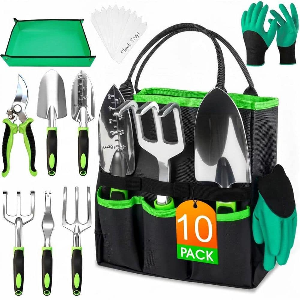 Misopily 10-Piece Garden Tool Set Heavy Duty Rust-Resistant