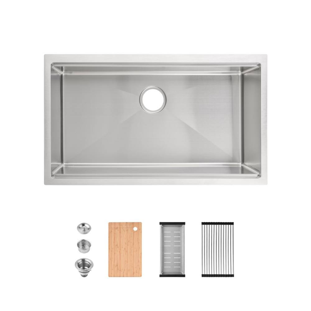 33 inch x 19 inch Stainless Steel Single Bowl Kitchen Sink Undermount Handmade Sink in Dark Gray with Cutting Board price history on PriceWatchPro