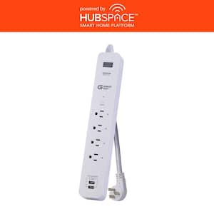 3 ft. 4 Outlet White Surge Protector Smart with USB Powered by Hubspace