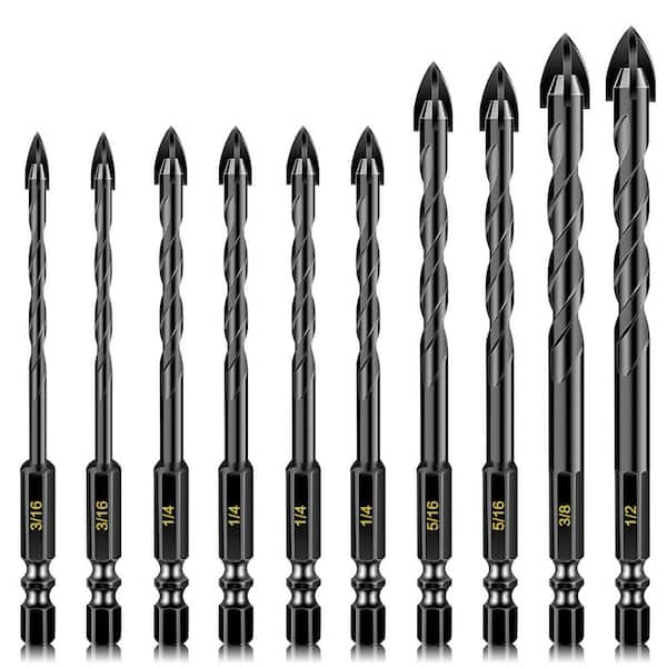 Laybus 7.36 in. x 3.31 in. x 0.75 in. Carbide Masonry Drill Bits for Tile Brick Ceramic Glass Metal Sheet Plastic (11-Pack)