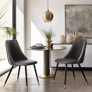 Smeg Grey Faux Leather Upholstered Dining Side Chairs (Set of 2)