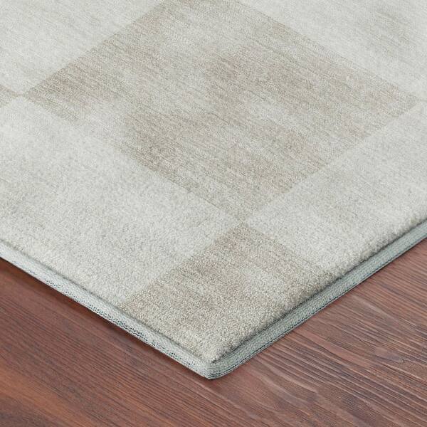 Mayfield Premium Machine Washable Abstract AMF2345 Ivory 8 ft. x 8 ft. Round Rug
