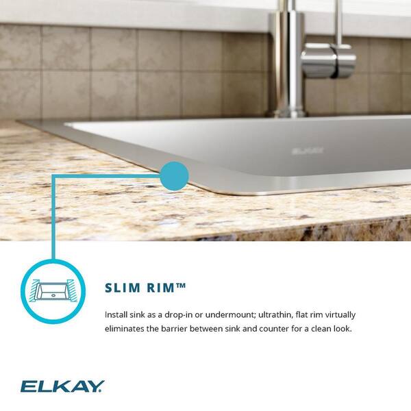 Elkay Crosstown Stainless Steel 33 in. Single Bowl Dual Mount Kitchen Sink with Workstation Kit, Silver