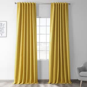 Solarium Yellow Polyester Room Darkening Curtain - 50 in. W x 108 in. L Rod Pocket with Back Tab Single Curtain Panel