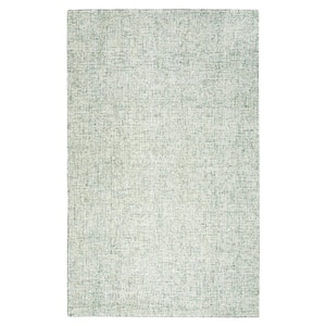 London Collection Green/Ivory 5 ft. x 8 ft. Hand-Tufted Solid Area Rug