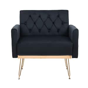 Black Velvet Accent Chair with Rose Golden Feet