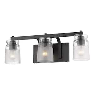 Travers 4.5 in. 3-Light Black Bath Vanity Light