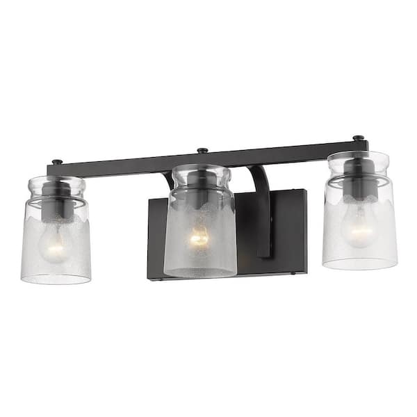 Golden Lighting Travers 4.5 in. 3-Light Black Bath Vanity Light