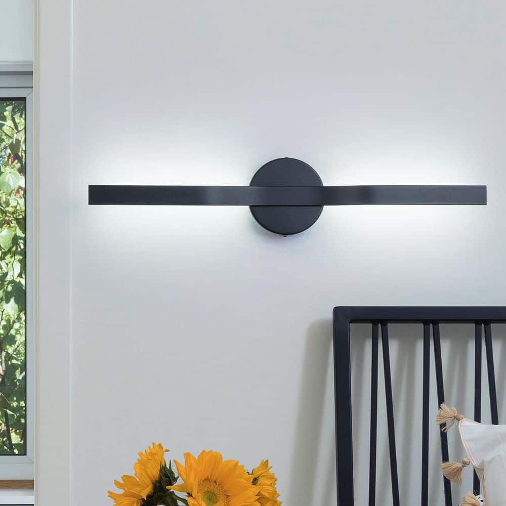 23.62 in. 1-Light Black Metal Linear Dimmable LED Wall Sconce price history on PriceWatchPro