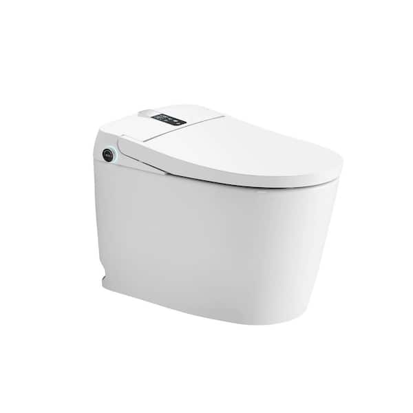 Elongated Smart Toilet in White with Heated Seat, Auto Open/Close/Flush, Dual Nozzle Bidet, Warm Air Dryer and More