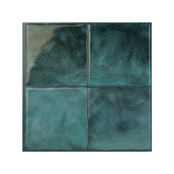 smart tiles Zellige Costa Blue 9 in. x 9 in. Vinyl Peel and Stick Tile (2.22 sq. ft./4-Pack)