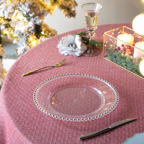 13 in. Clear Plastic Charger Plate with Silver Lace (Set of 8