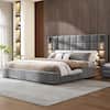 Harper & Bright Gray King Velvet Platform Bed with USB