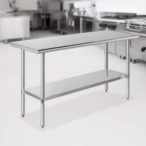 60 x 24 in. Stainless Steel Kitchen Utility Table with Bottom Shelf