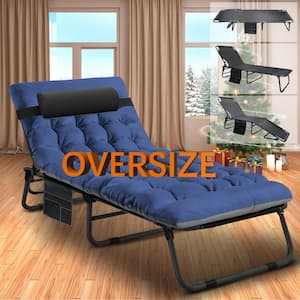 Portable Folding Camping Cot Adjustable 5-Position Adults Reclining Folding Chaise with Pillow Heavy Duty Guest Cot