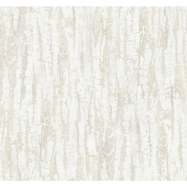 Seabrook Designs 60.75 sq. ft. Metallic Alabaster Bark Crackle Paper Unpasted Wallpaper Roll