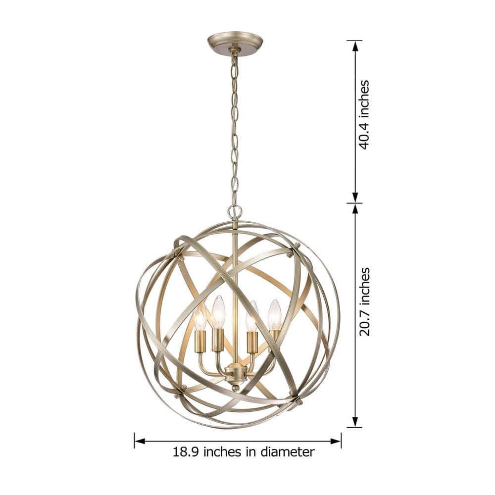 Benita Light Gold and Bronze Orb 4-Light Chandelier