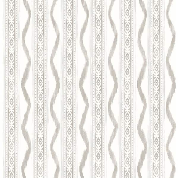 A-Street Prints Rhys Stone IKAT Stripe Wallpaper Sample