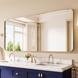 72 in. W x 32 in. H Rectangular Aluminum Framed Wall Bathroom Vanity Mirror in Silver