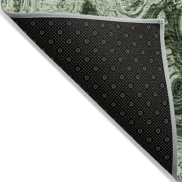 Artichoke Green, Emerald 10 ft. x 14 ft. Woven Abstract Polyester Rectangle Indoor / Outdoor Area Rug