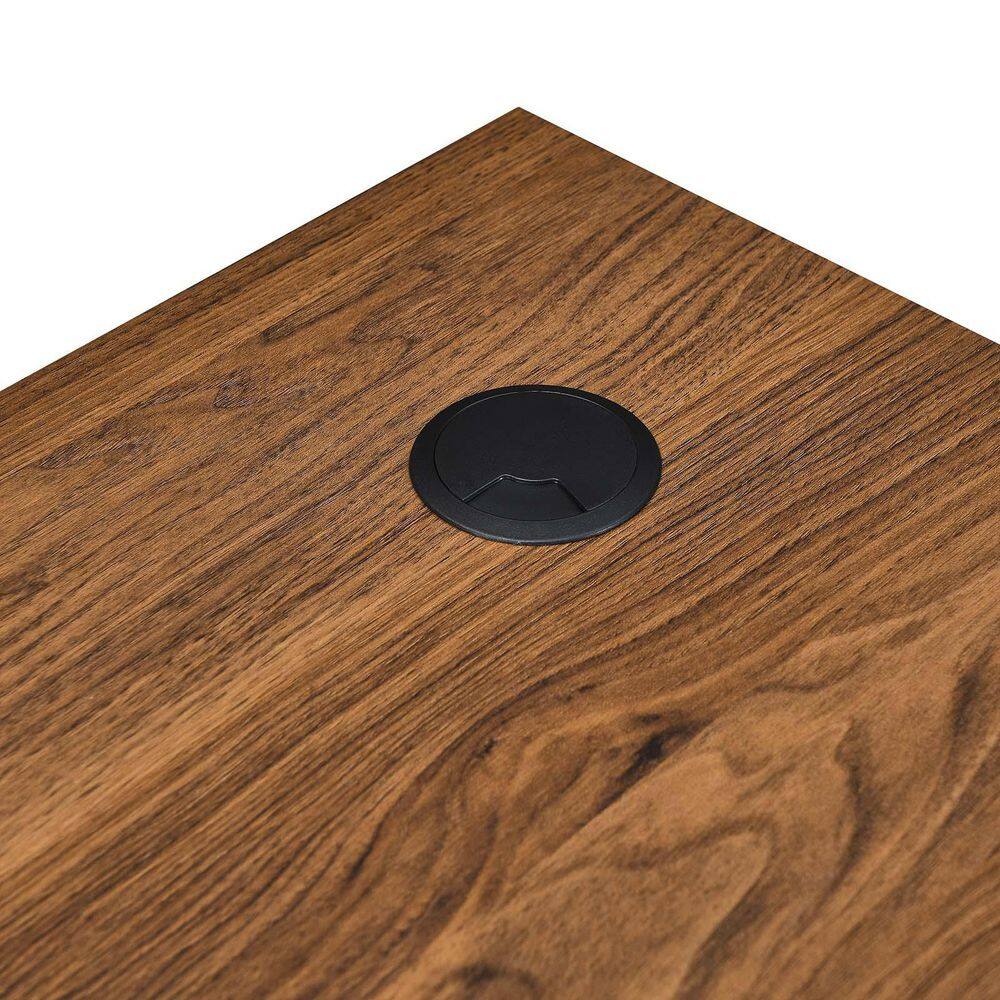 Venture Walnut Grain L-Shaped Computer Desk with Keyboard Tray