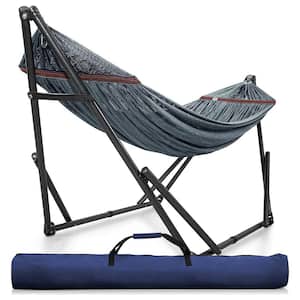 9.67 ft. Double Hammock with Adjustable Stand and Bag in Gray