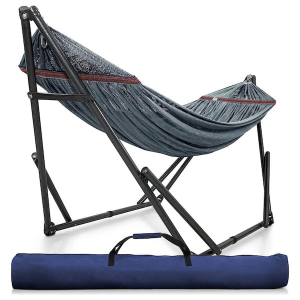 Tranquillo 9.67 ft. Double Hammock with Adjustable Stand and Bag in Gray