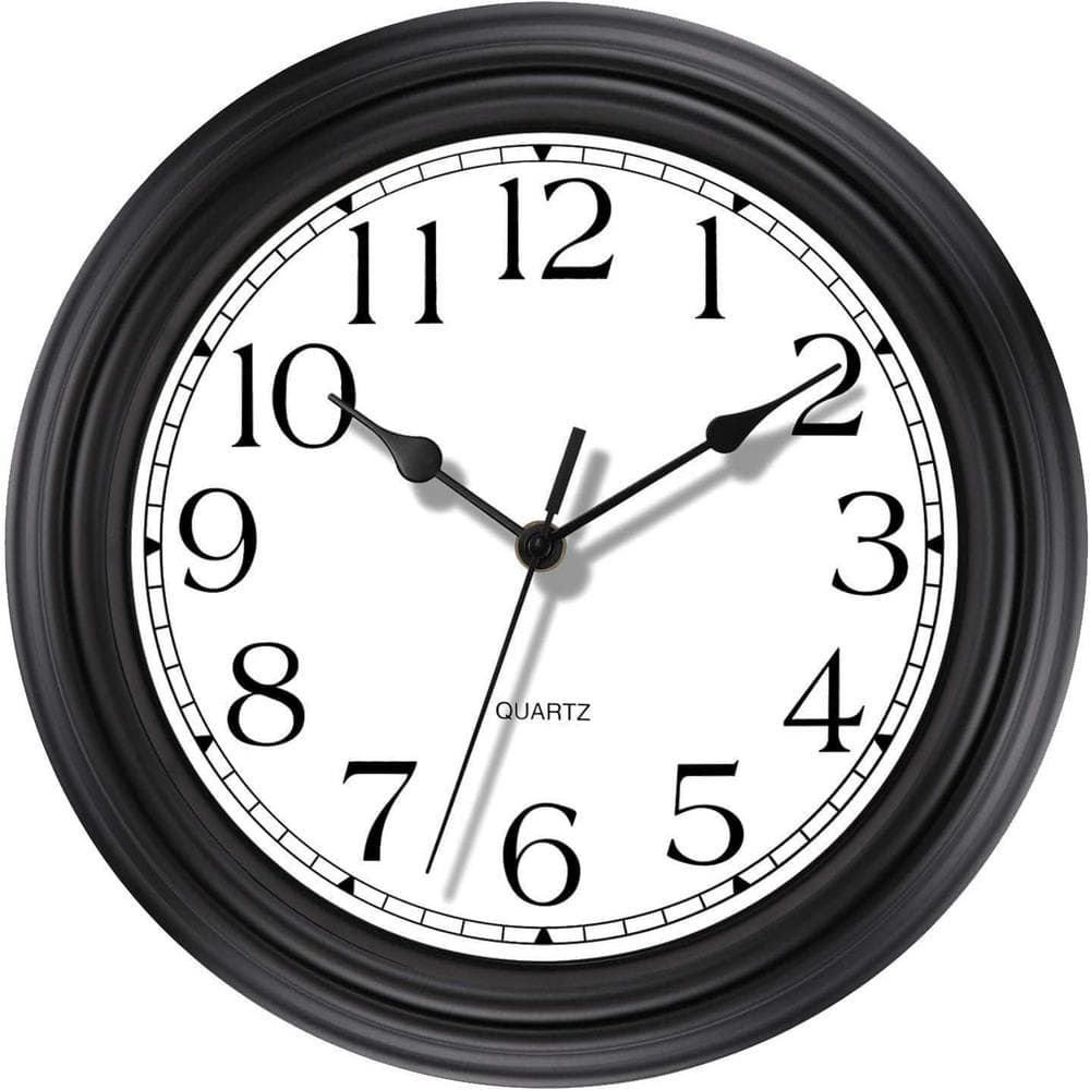 14-Inch Black Plastic Analog Silent Wall Clock