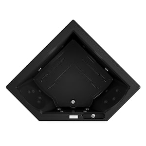 Fuzion Salon SPA 65.75 in. x 65.75 in. Rectangular Combination Bathtub with Center Drain in Black