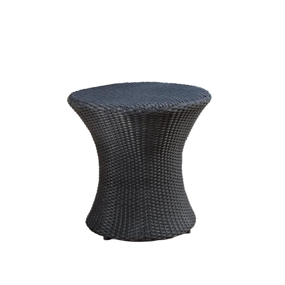 19.69 in. W x 19.69 in. H Outdoor Round Wicker Side Table, Weather-resistan