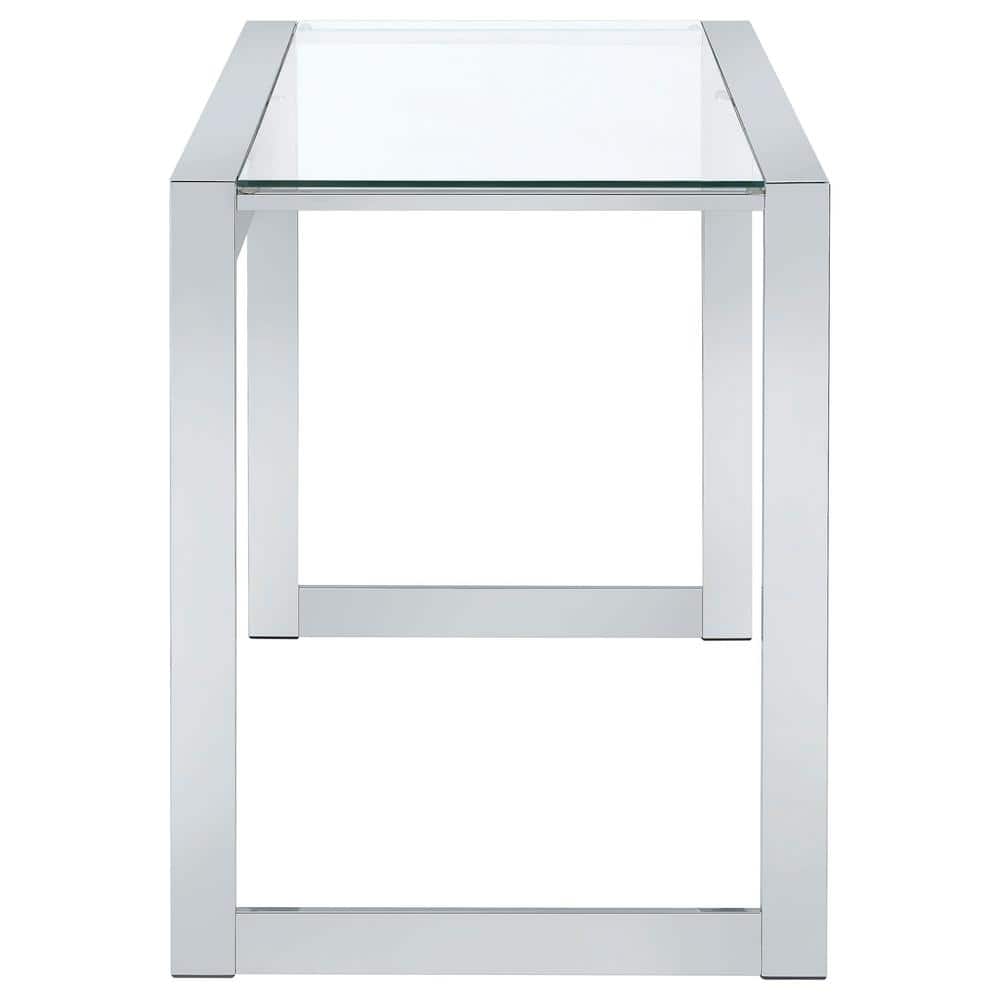 Hartford Contemporary 47'' Silver Glass Top Home Office Desk