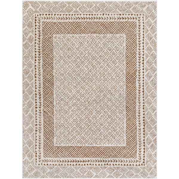 Freud Brown 9 ft. x 12 ft. Border Indoor Area Rug