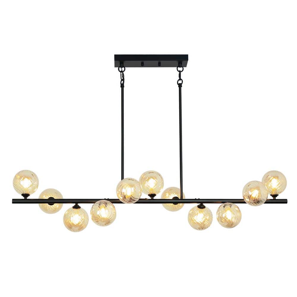 11 light Black Modern Linear Chandelier Amber Bubble for Kitchen Island Dining Room with no bulbs included price history on PriceWatchPro