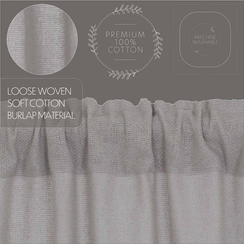 Dove Grey Burlap Rod Pocket Valance 16x60