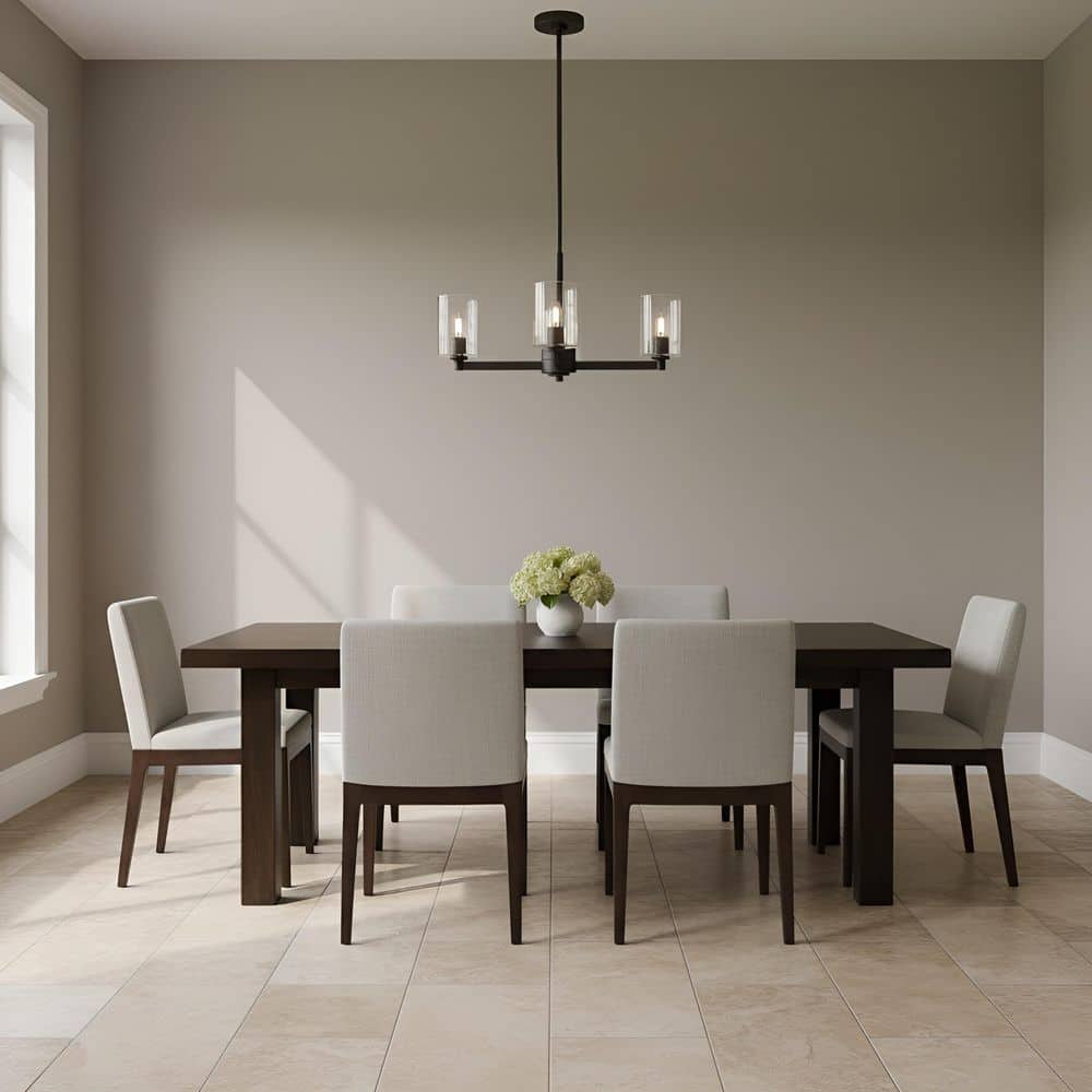 Fullton 3-Light Midnight Black Chandelier with Clear Glass Shades price history on PriceWatchPro