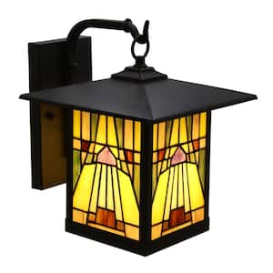 Pharoh 1-Light Bronze Outdoor Mission Stained Glass Wall Lantern Sconce