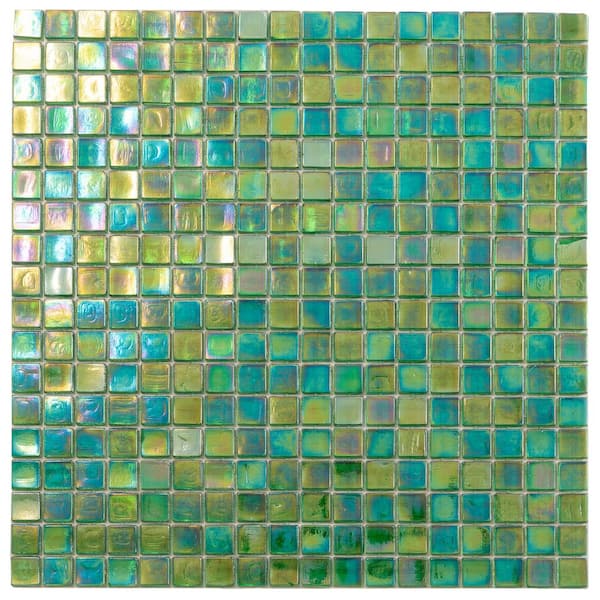 Apollo Tile Skosh Glossy Emerald Green 11.6 in. x 11.6 in. Glass