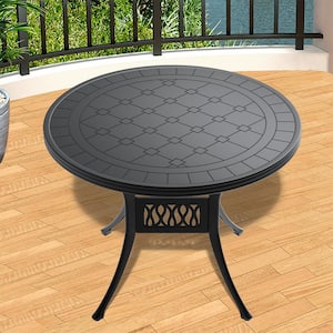 39.37 in. Cast Aluminum Patio Dining Round Table