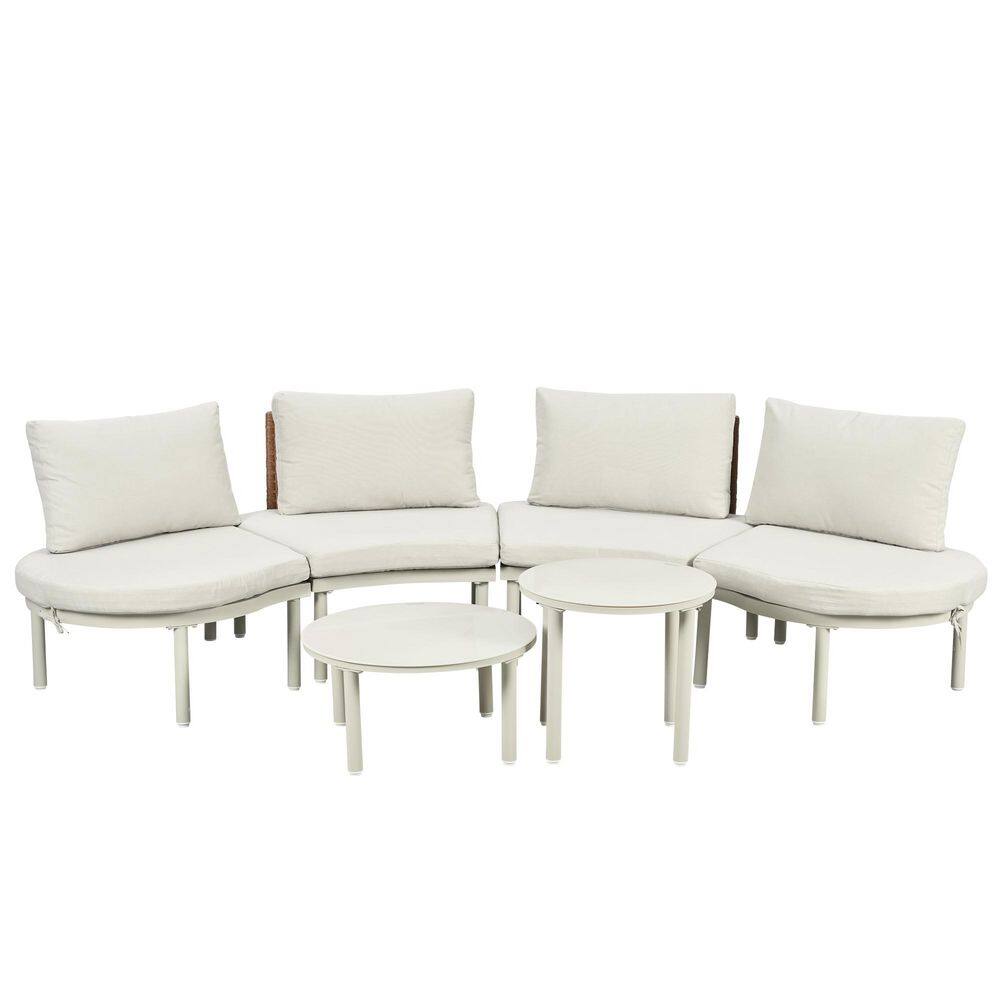 6-Piece Patio Sofa Furniture Set Outdoor Sectional Sofa with 2  Coffee Tables Beige Cushions(2-pack) price history on PriceWatchPro