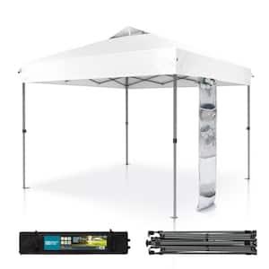 10 ft. x 10 ft. Pop Up Canopy Tent with Carry Bag Sandbags Vented Top in White