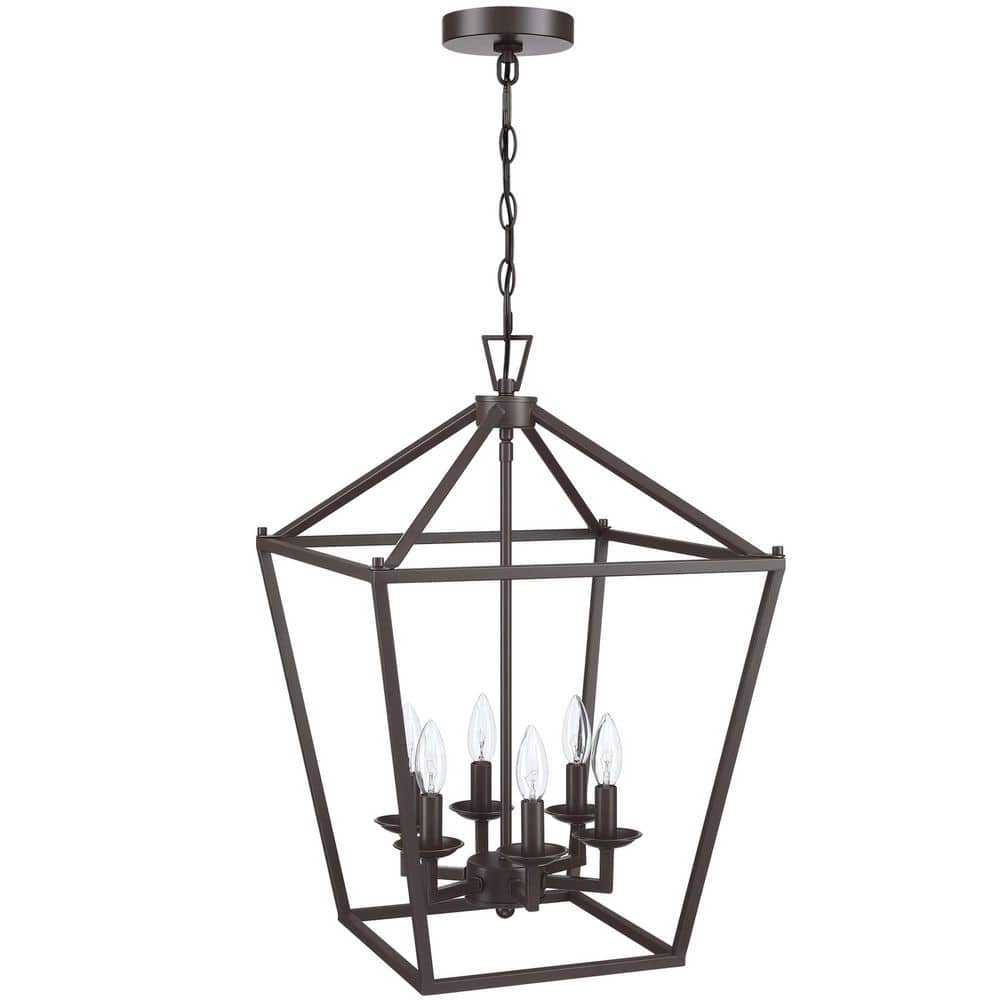 6-Light Old Bronze Chandeliers Geometric Cage Lantern Pendant Light price history on PriceWatchPro