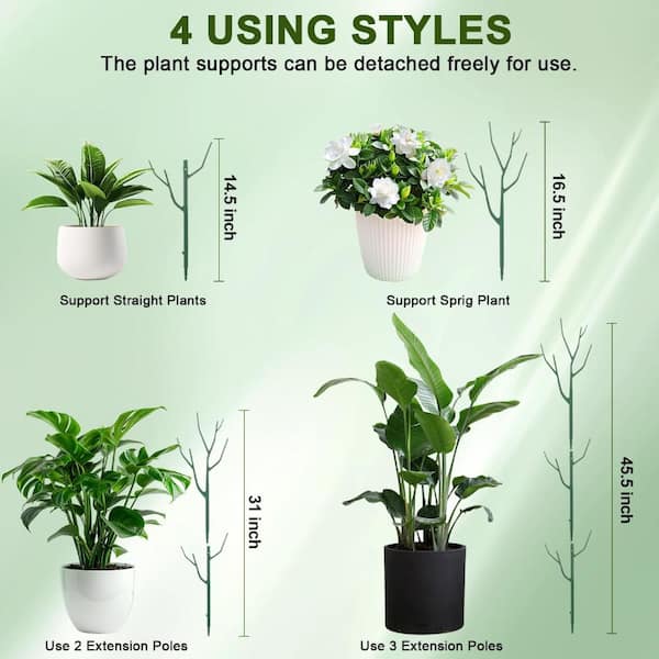 Primehome 10 Pack Stackable Plant Support Stakes  Green Plastic Stakes for Monstera, Pothos, Indoor Outdoor Climbing Plants