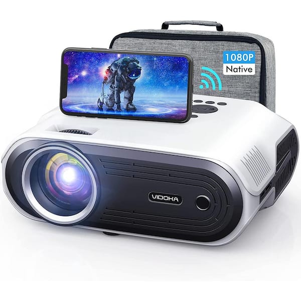 Etokfoks 1920 x 1080 Full HD LCD Projector with 8500 Lumens Support 4K and Video Zoom, Sleep Timer BL70 White Mix Black
