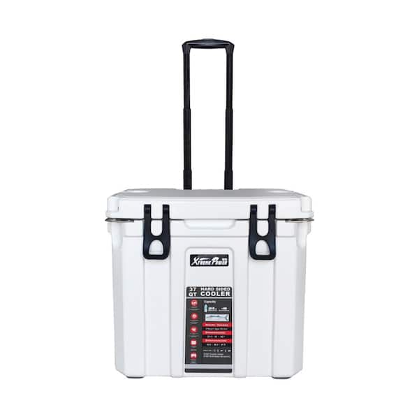 XtremepowerUS 37 Quart Ice Chest Cooler Lockable Bottle Opener Insulated w/Telescoping Handle