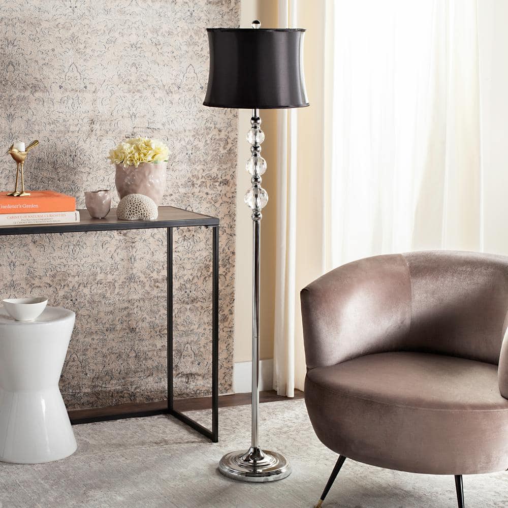 Venezia 61" Black and Chrome Crystal Floor Lamp