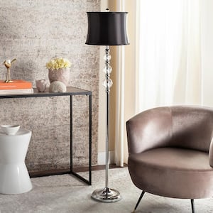 Venezia 60.25 in. Clear Floor Lamp with Black Shade
