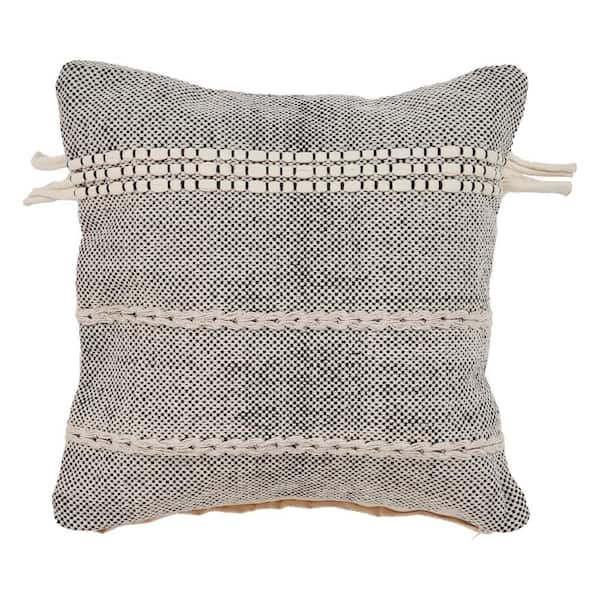 Unbranded Eleanor Zanthia Banded 20 in. x 20 in. Black Natural Indoor Pillow