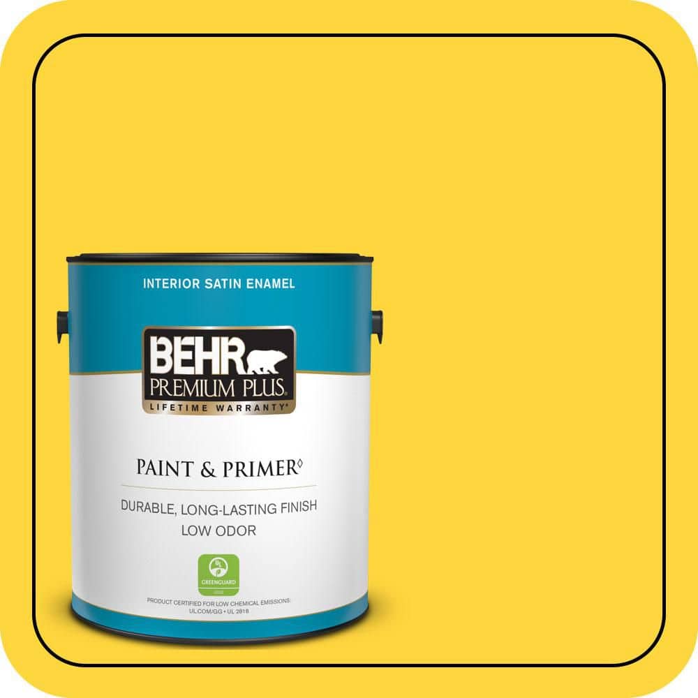 1 gal. #380B-6 Lemon Tart Satin Enamel Low Odor Interior Paint & Primer price history on PriceWatchPro