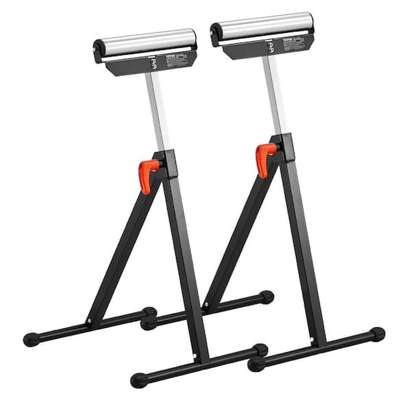 VEVOR 2-Pack Roller Stands 27.44 in. x 16.93 in. 135 lbs. Load Capacity Adjustable Height Folding Stationary Roller Stands