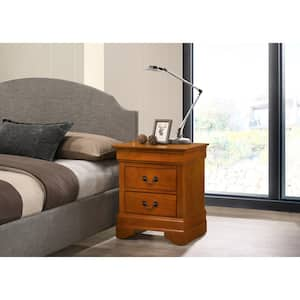 Louis Philippe 2-Drawer Oak Nightstand (24 in. H x 21 in. W x 16 in. D)